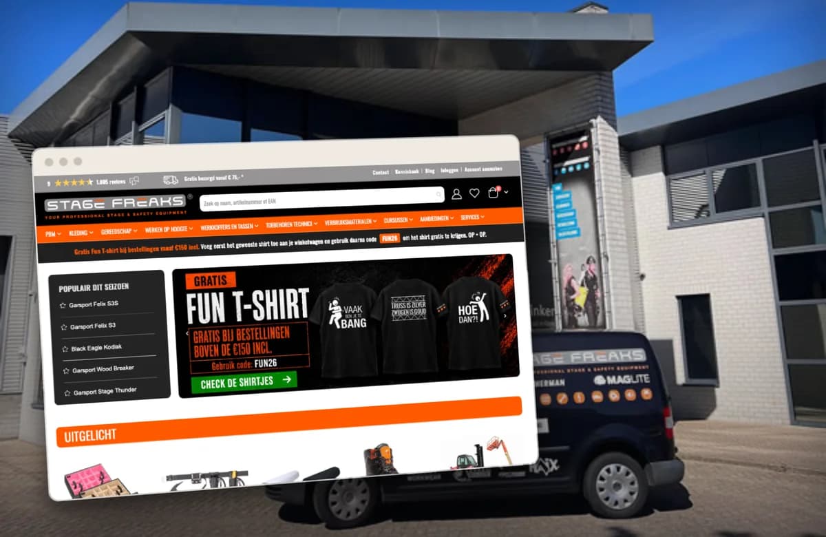 De webshop van StageFreaks voor het bedrijfspand in de regio Eindhoven