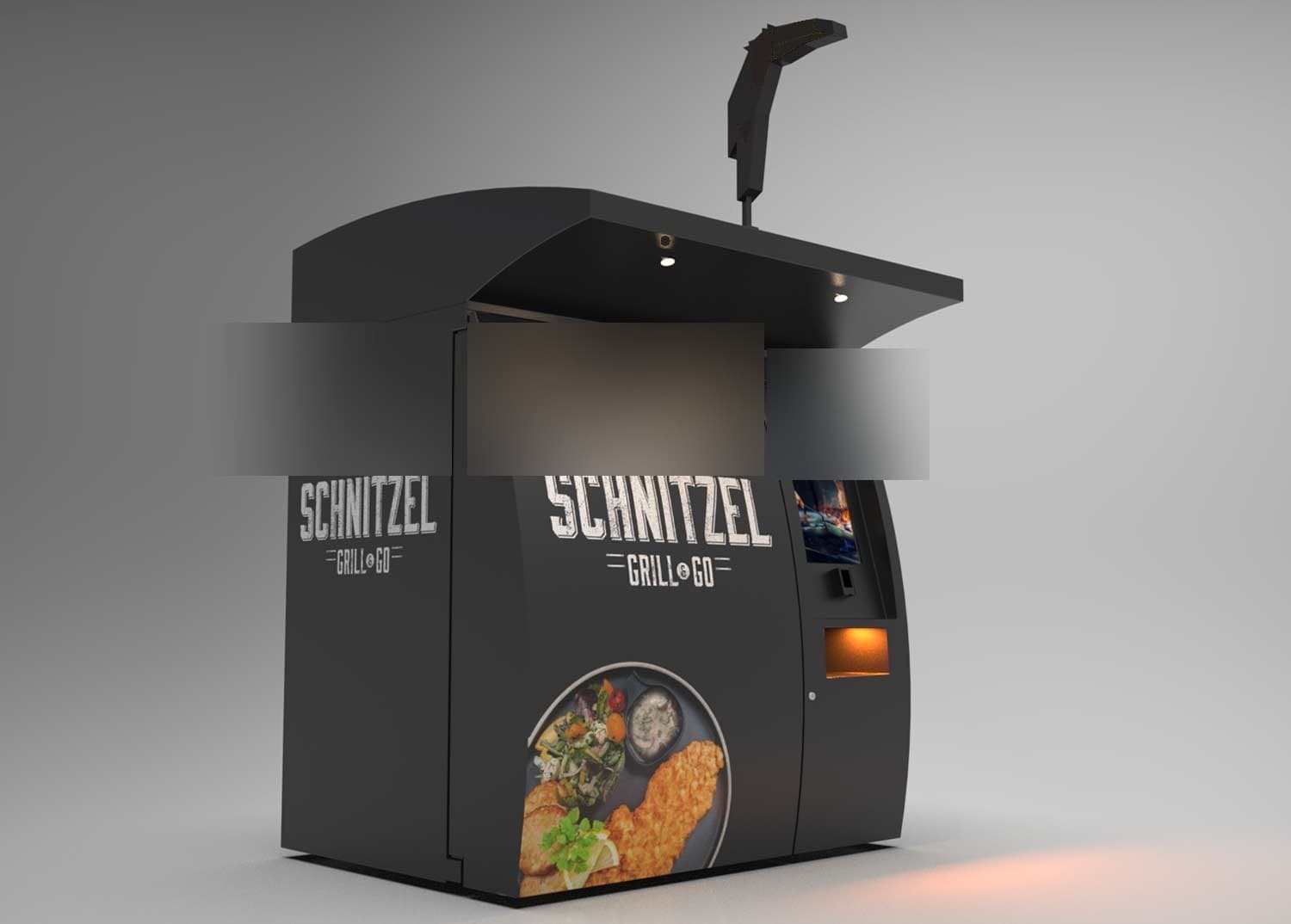 Detail van de automaat met touchscreen, pinterminal en de uitgifteklep