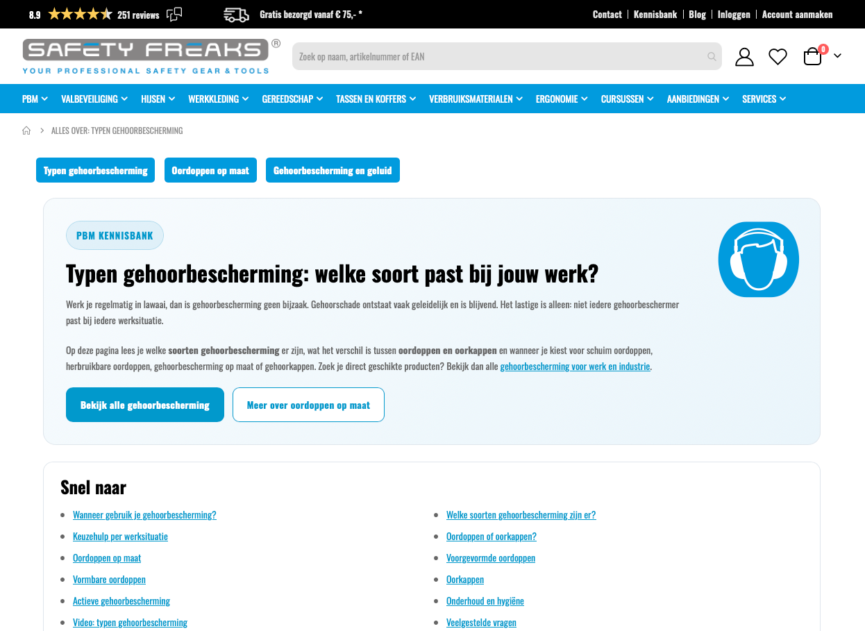 Een kennisbankpagina van SafetyFreaks over persoonlijke beschermingsmiddelen