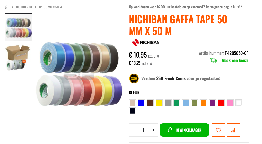 Een productpagina van SafetyFreaks met staffelprijzen en Freak Coins